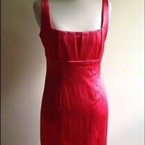 Calvin Klein Red Square Neck Red Satin Work Dress